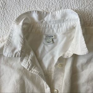 J. Crew white linen tie front collar oxford